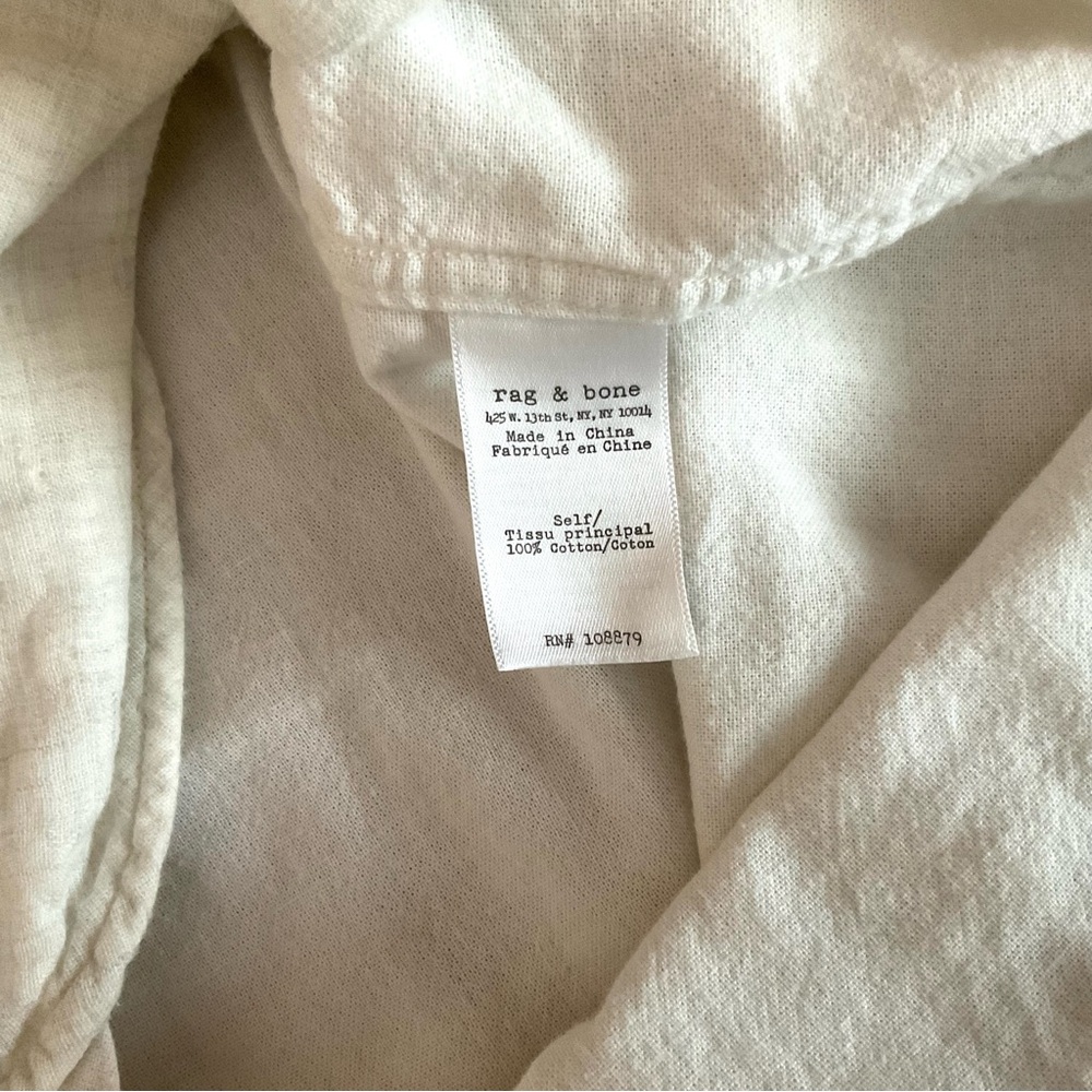 Men’s Rag & Bone Classic Fit Cotton Button Up Shirt Ivory XL - Picture 5 of 8